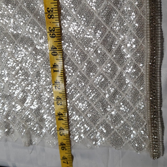 🔥🥵Jaw dropping off white sequin and bead high waisted skirt by Banjul LARGE🥵 - Picture 3 of 12